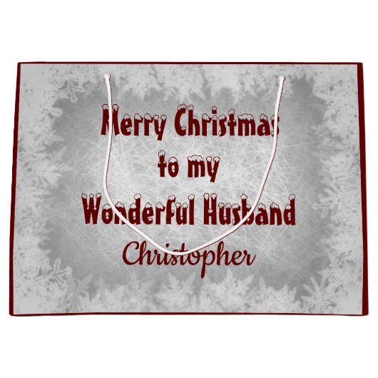 Personalisierter frohe Weihnacht-Ehemann Große Geschenktüte (Vorderseite)