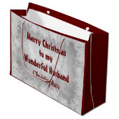 Personalisierter frohe Weihnacht-Ehemann Große Geschenktüte (Vorderseite Schrägansicht)