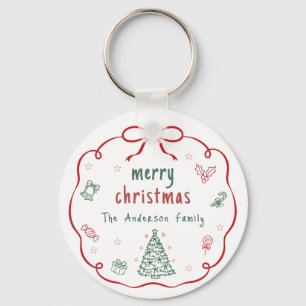 Personalisierter Frohe Weihnachten Familien-Schlüs Schlüsselanhänger