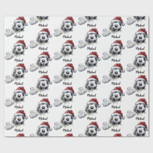 Personalisierter Frohe Weihnachten Fußball Santa Geschenkpapier
