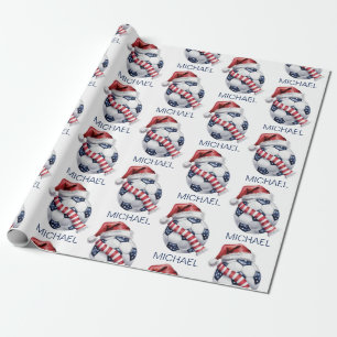 Personalisierter Frohe Weihnachten Fußball Santa Geschenkpapier