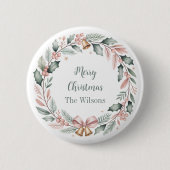 Personalisierter Frohe Weihnachten Kranz Button (Vorderseite)