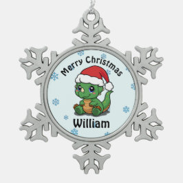 Personalisierter Frohe Weihnachten Schneeflocken Zinn-Ornament