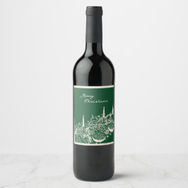 Personalisierter Frohe Weihnachten Tisch Minimal D Weinetikett