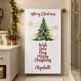 Personalisierter Frohe Weihnachten Wasserfarben Ba Badehandtuch