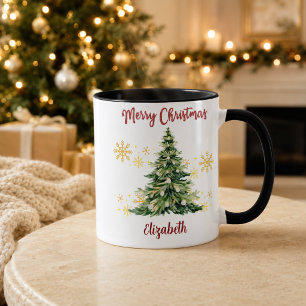 Personalisierter Frohe Weihnachten Wasserfarben Ba Tasse