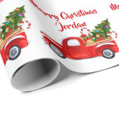 Personalisierter Frohe Weihnachtsbaumfarm Truck Geschenkpapier (Rolleneckpunkt)