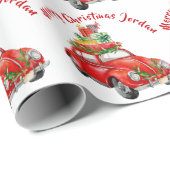 Personalisierter Frohe Weihnachtsbaumfarm Truck Geschenkpapier (Rolleneckpunkt)