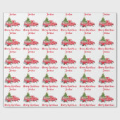 Personalisierter Frohe Weihnachtsbaumfarm Truck Geschenkpapier (Flach)