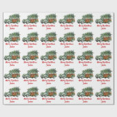 Personalisierter Frohe Weihnachtsbaumfarm Truck Geschenkpapier (Flach)