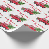 Personalisierter Frohe Weihnachtsbaumfarm Truck Geschenkpapier (Ecke)