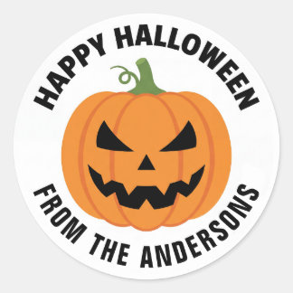 Personalisierter Froher Halloween-Kürbis-Rundaufkl Runder Aufkleber