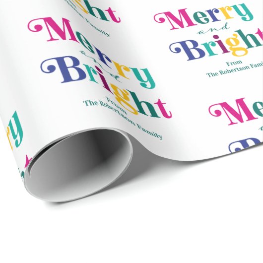 Personalisierter froher und heller Weihnachtsurlau Geschenkpapier (Rolleneckpunkt)