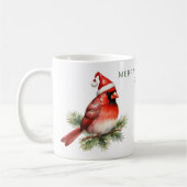 Personalisierter froher Weihnachts-Kardinal Kaffeetasse (Links)