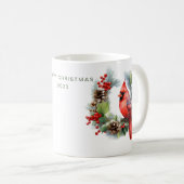 Personalisierter froher Weihnachts-Kardinal Kaffeetasse (VorderseiteRechts)
