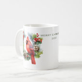 Personalisierter froher Weihnachts-Kardinal Kaffeetasse (Vorderseite Links)