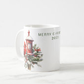 Personalisierter froher Weihnachts-Kardinal Kaffeetasse (Vorderseite Links)