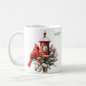 Personalisierter froher Weihnachts-Kardinal Kaffeetasse (Links)