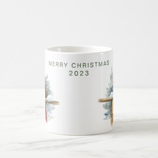 Personalisierter froher Weihnachts-Kardinal Kaffeetasse (Mittel)