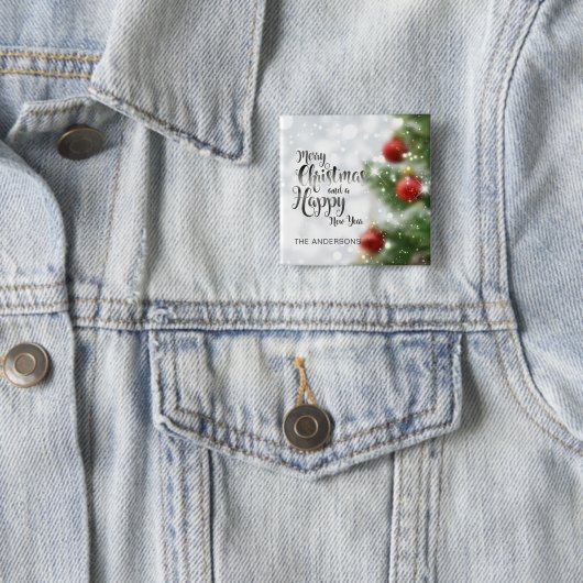 Personalisierter froher Weihnachtsbaum | Button (Beispiel)