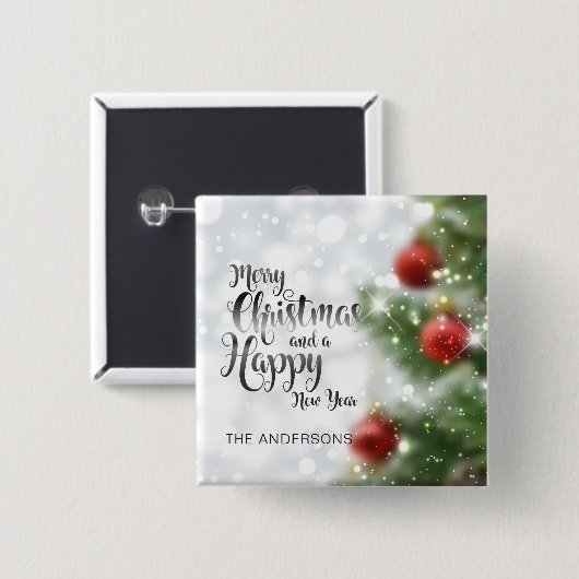 Personalisierter froher Weihnachtsbaum | Button (Vorne & Hinten)