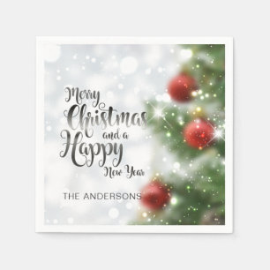 Personalisierter froher Weihnachtsbaum   Napkin Serviette