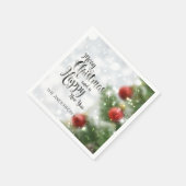 Personalisierter froher Weihnachtsbaum | Serviette (Ecke)