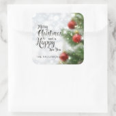Personalisierter froher Weihnachtsbaum | SIEGEL Quadratischer Aufkleber (Tasche)