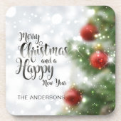 Personalisierter froher Weihnachtsbaum | Untersetz Getränkeuntersetzer (Vorderseite)