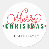 Personalisierter froher Weihnachtsgeschenk Name Runder Aufkleber (Vorderseite)