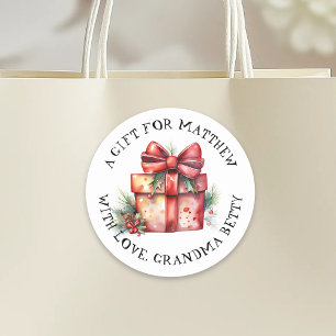 Personalisierter froher Weihnachtsgeschenk-Tag Runder Aufkleber