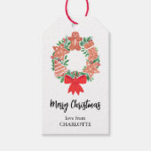 Personalisierter froher Weihnachtskranz Geschenkanhänger (Vorderseite)