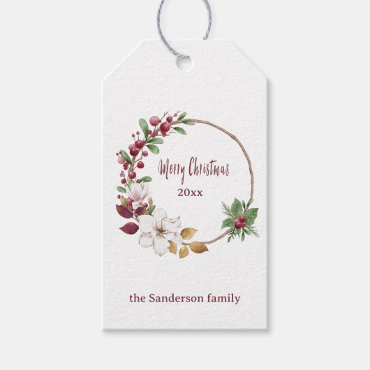 Personalisierter froher Weihnachtskranz mit dem Ja Geschenkanhänger (Vorderseite)