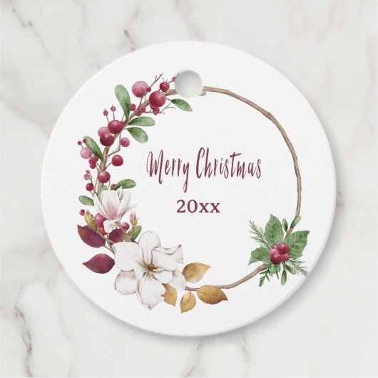 Personalisierter froher Weihnachtskranz mit dem Ja Geschenkanhänger (Vorderseite)