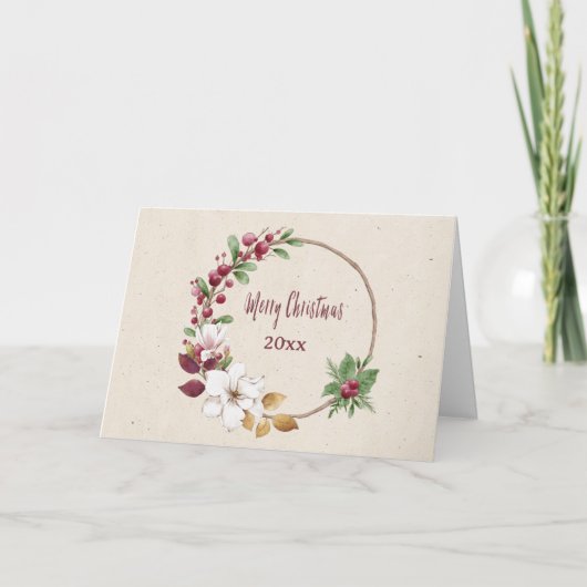 Personalisierter froher Weihnachtskranz mit dem Ja Karte (Vorderseite)