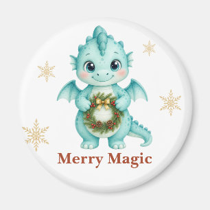 Personalisierter Froher-Zauber-Aqua-Baby-Drache Magnet