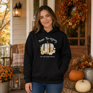 Personalisierter Frohes Erntedankfest Floral Kürbi Hoodie
