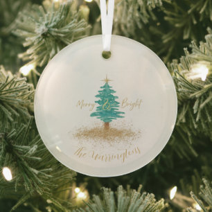 Personalisierter "Fröhlich und Hell" Wasserfarben- Ornament Aus Glas