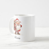 Personalisierter fröhlicher Weihnachtsmann-Kaffeeb Kaffeetasse (Vorderseite Links)