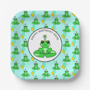 Personalisierter Frosch Alles Gute zum Geburtstag Pappteller