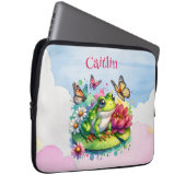 Personalisierter Frosch, Blume und Schmetterlinge Laptopschutzhülle (Vorne Rechts)