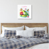 Personalisierter Frosch, Blume und Schmetterlinge Leinwanddruck (Insitu (Schlafzimmer))