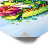 Personalisierter Frosch, Blume und Schmetterlinge Poster (Ecke)