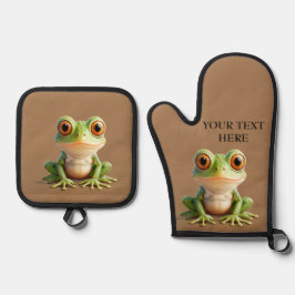 Personalisierter Frosch Kitchen - Bearbeiten von T Ofenhandschuh & Topflappen-Set