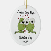Personalisierter Frosch küsst Valentine-Verzierung Keramik Ornament (Rechts)