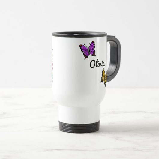 Personalisierter Frosch mit Blume auf Lilypad Reisebecher (VorderseiteRechts)