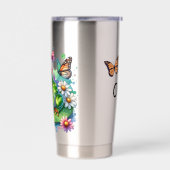 Personalisierter Frosch mit Blume auf Lilypad Thermobecher (Links)