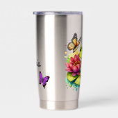 Personalisierter Frosch mit Blume auf Lilypad Thermobecher (Rechts)