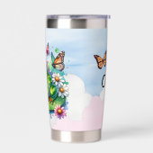 Personalisierter Frosch mit Blume auf Lilypad Thermobecher (Links)