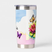 Personalisierter Frosch mit Blume auf Lilypad Thermobecher (Rechts)